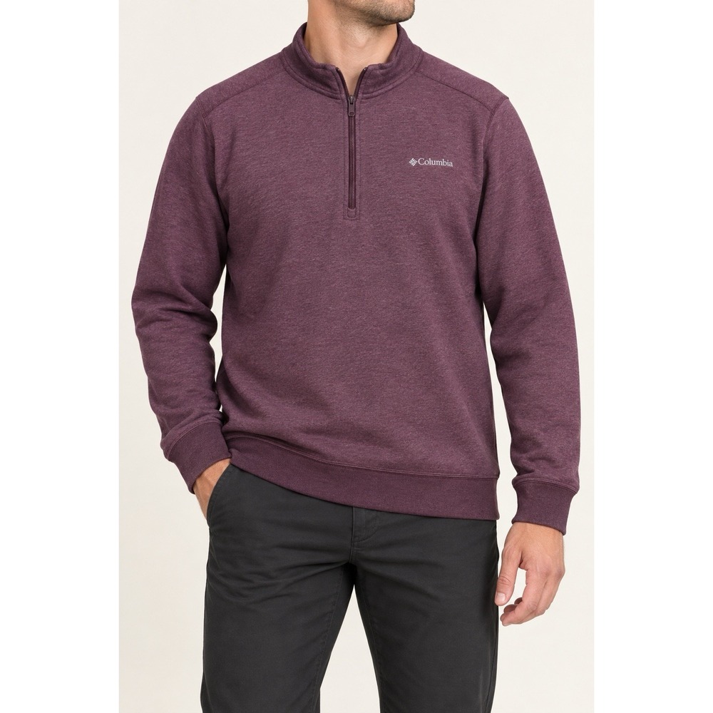 Columbia Mens Great Hart Mountain Half Zip Sweatshirt Burgundy Red Mock Neck M